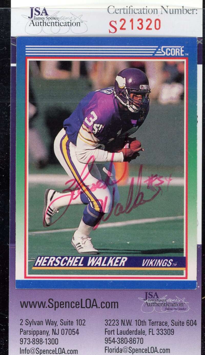 Herschel Walker JSA Coa Signed 1990 Score Autograph