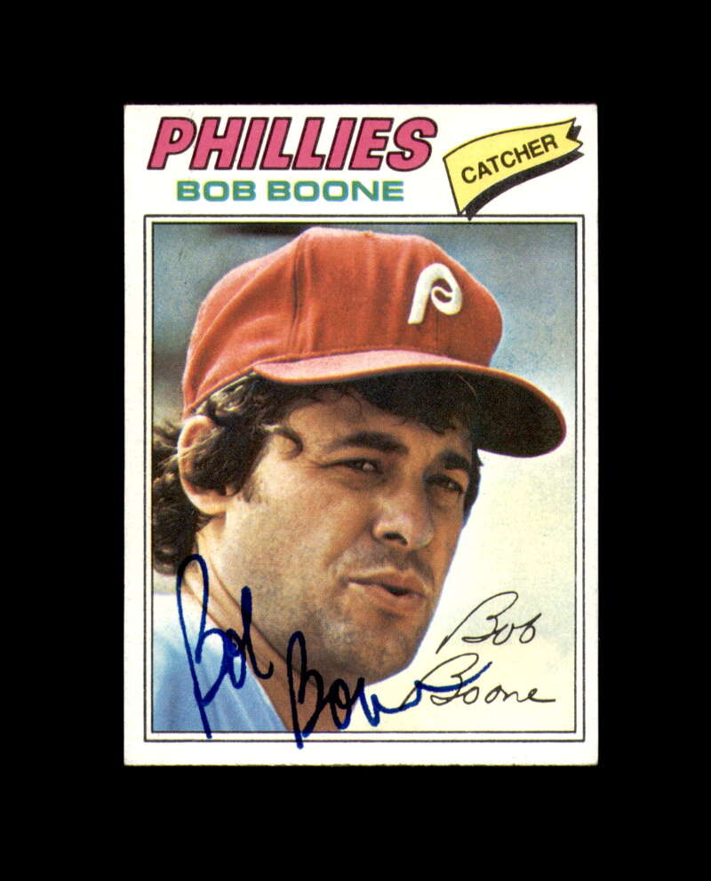 Bob Boone Signed Authentic 1977 Topps Philadelphia Phillies Autographed