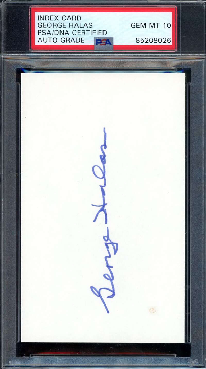 George Halas Gem Mint 10 PSA DNA Coa Signed 3x5 Index Card Autograph