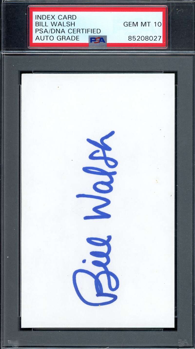 Bill Walsh Gem Mint 10 PSA DNA Coa Signed 3x5 Index Card Autograph