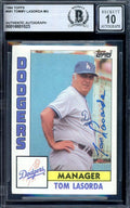 Tommy Lasorda Gem Mint 10 Beckett BAS Signed 1984 Topps Autograph