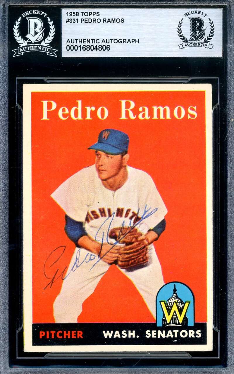 Pedro Ramos Beckett BAS Signed 1958 Topps Autograph