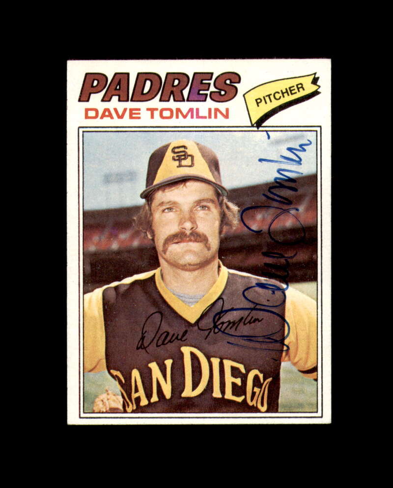 Dave Tomlin Signed Authentic 1977 Topps San Diego Padres Autograph