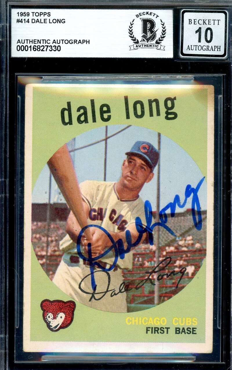 Dale Long Gem Mint 10 Beckett BAS Signed 1959 Topps Autograph