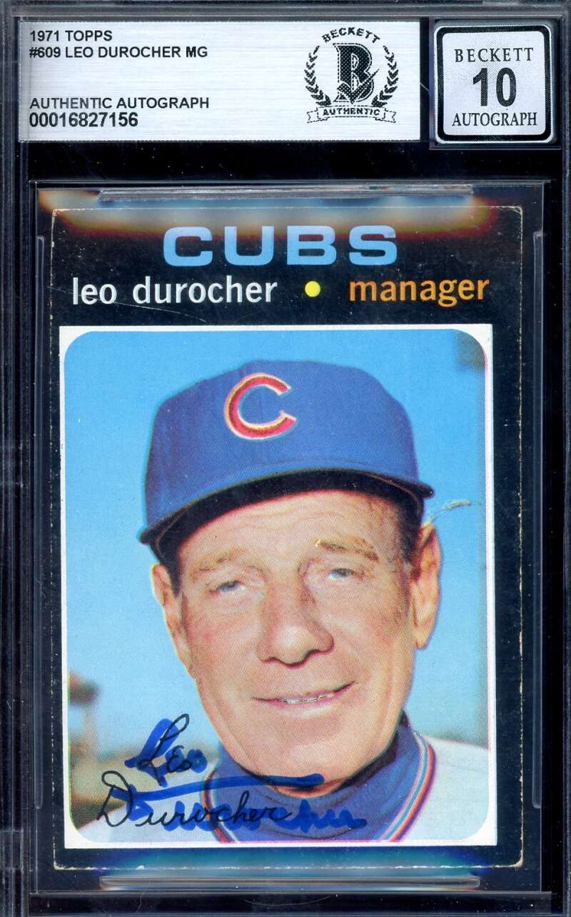 Leo Durocher Gem Mint 10 Beckett BAS Signed 1971 Topps Autograph