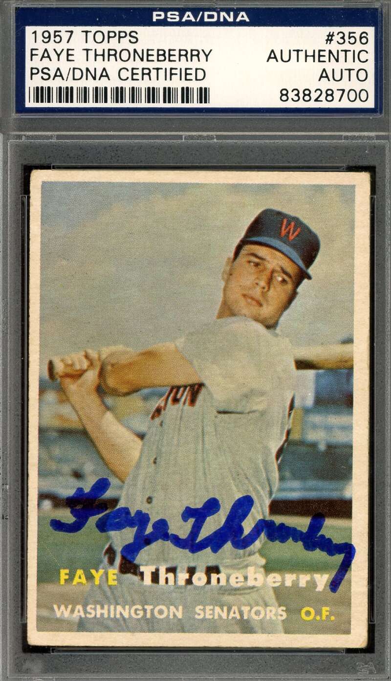 Faye Throneberry PSA DNA Signed 1957 Topps Autograph