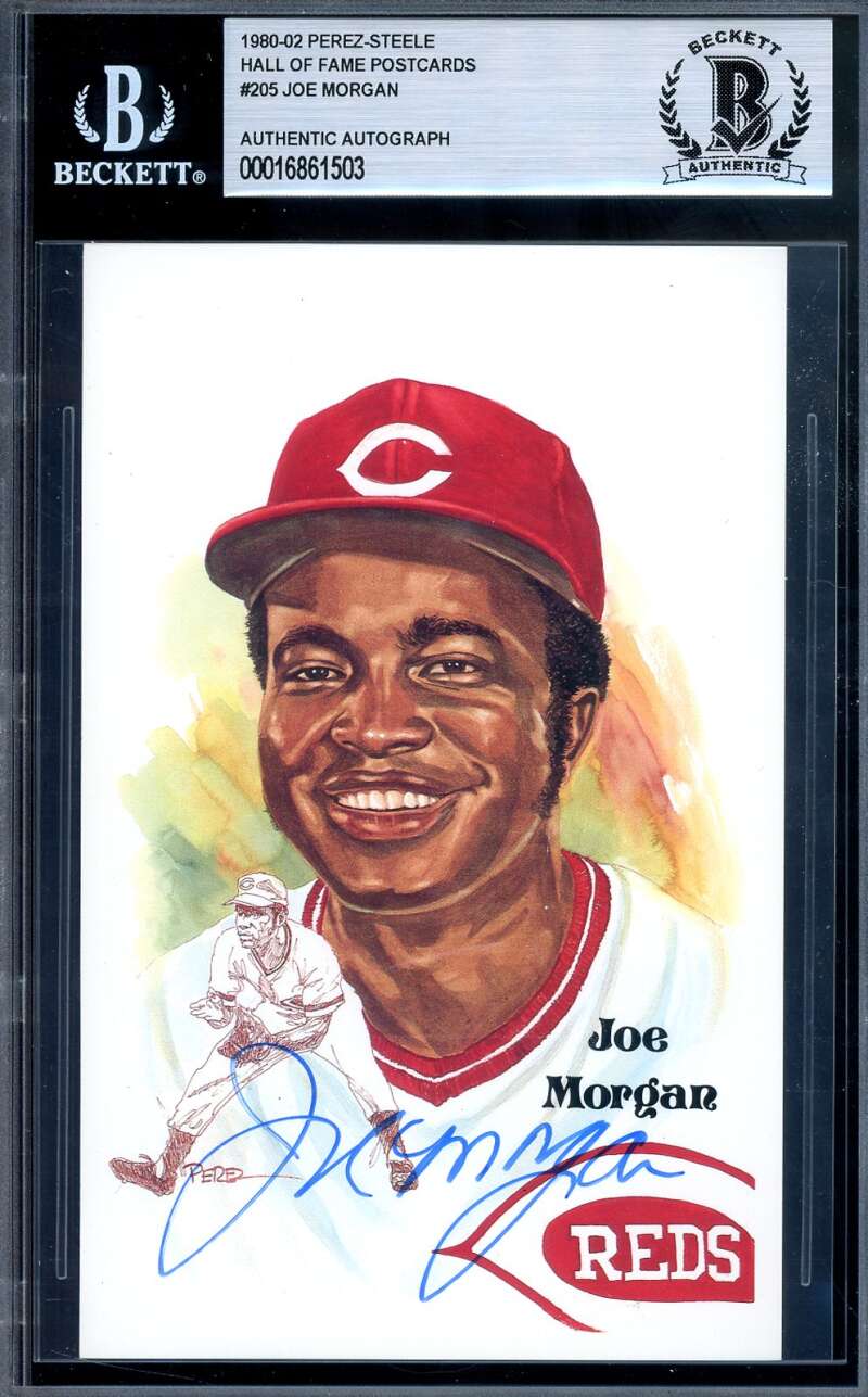 Joe Morgan Beckett BAS Signed Perez Steele Postcard Autograph