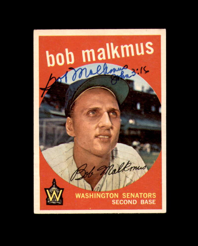 Bob Malkmus Signed 1959 Topps Washington Senators Autograph