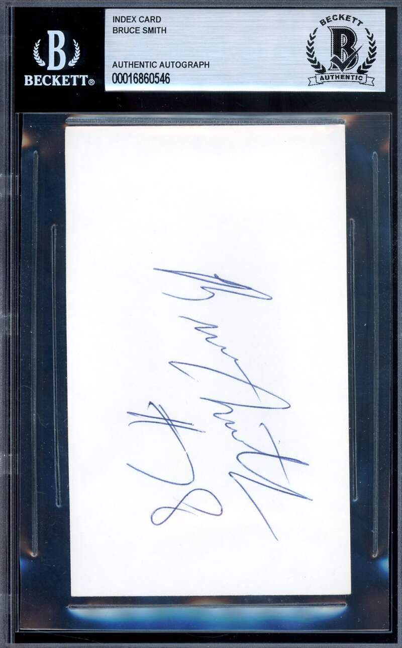 Bruce Smith Beckett BAS Signed 3x5 Index Card Autograph