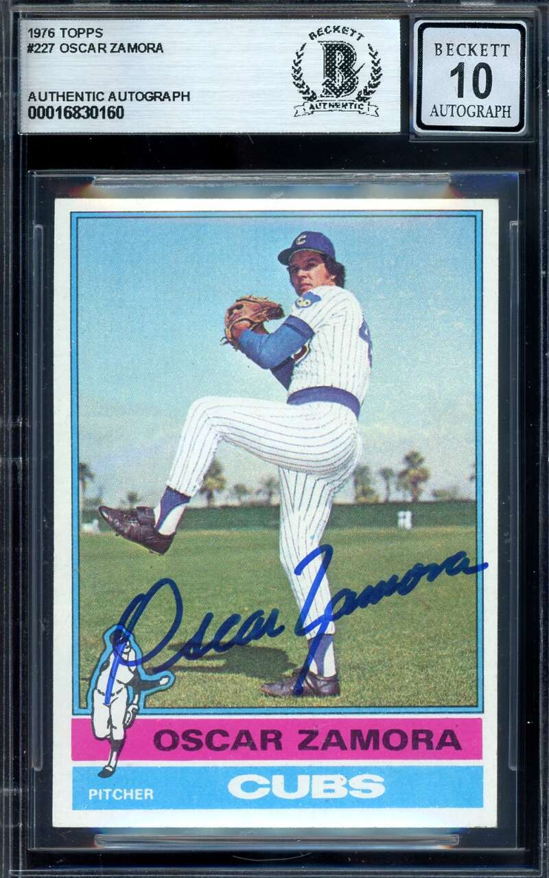 Oscar Zamora Gem Mint 10 Beckett BAS Signed 1976 Topps Autograph