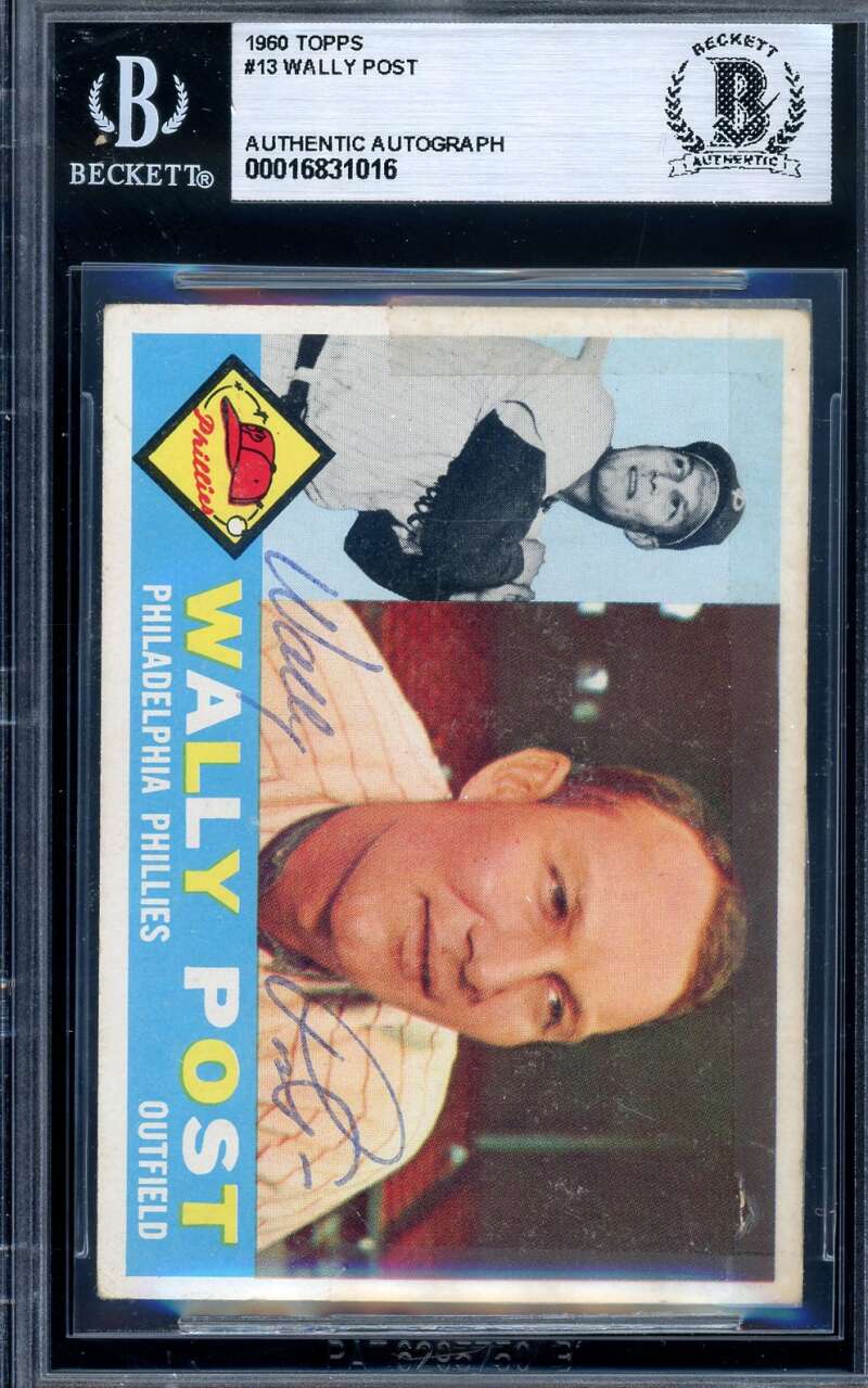 Wally Post Beckett BAS Signed 1960 Topps Autograph