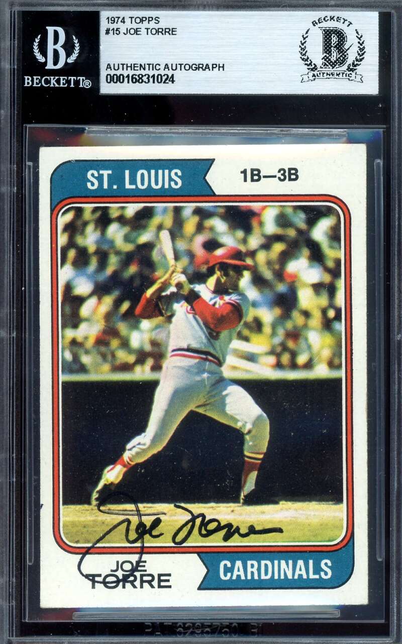 Joe Torre Beckett BAS Signed 1974 Topps Autograph