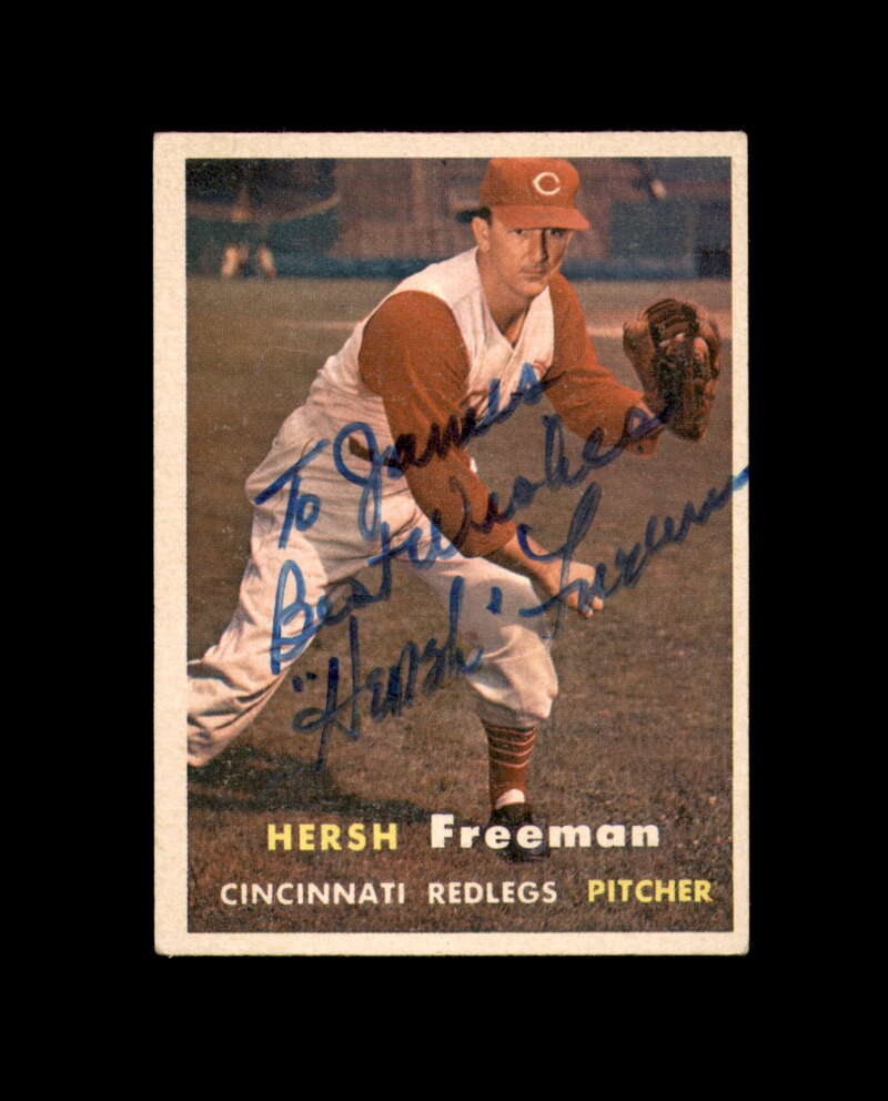 Hersh Freeman Signed Original 1957 Topps Cincinnati Reds Autograph
