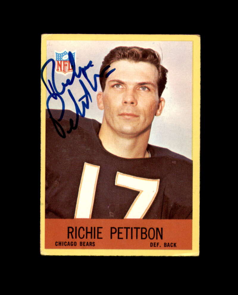 Richie Petitbon Signed 1967 Philadelphia Gum Chicago Bears Autograph