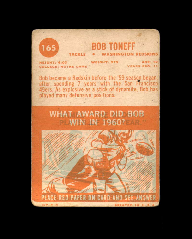 Bob Toneff Signed Original 1963 Topps Washington Autograph