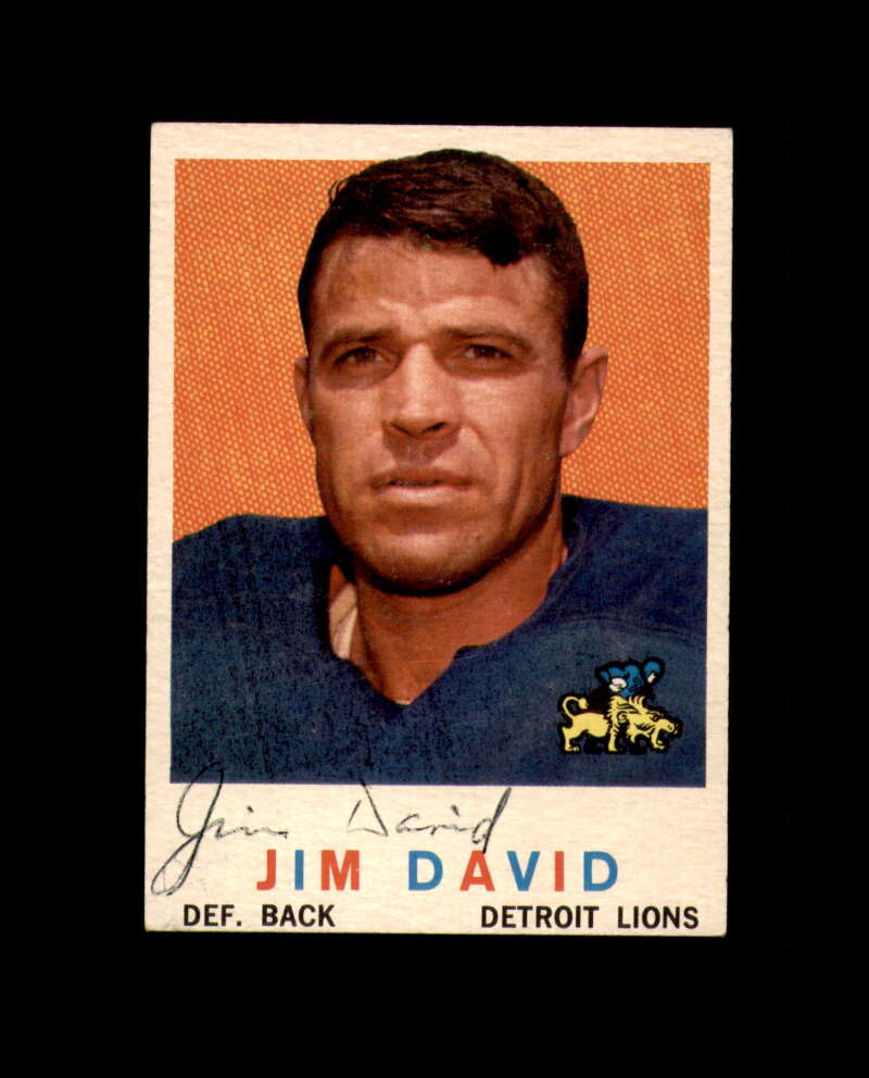 Jim David Signed Original 1959 Topps Detroit Lions Autograph