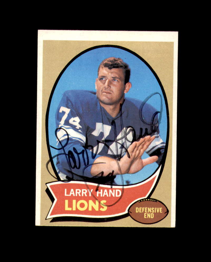 Larry Hand Signed Original 1970 Topps Detroit Lions Autograph