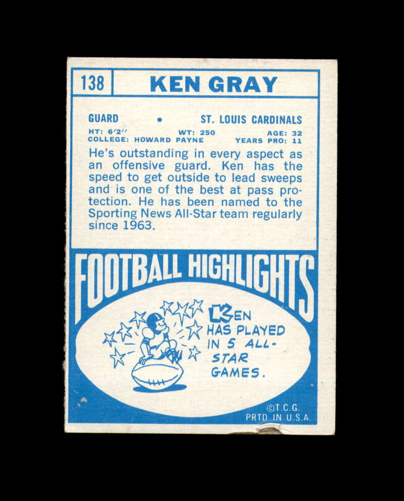 Ken Gray Signed 1968 Topps St. Louis Cardinals Autograph