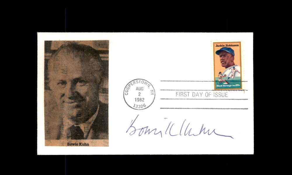 Bowie Kuhn JSA Signed FDC 1982 First Day Cover Cache Jackie Robinson Autograph