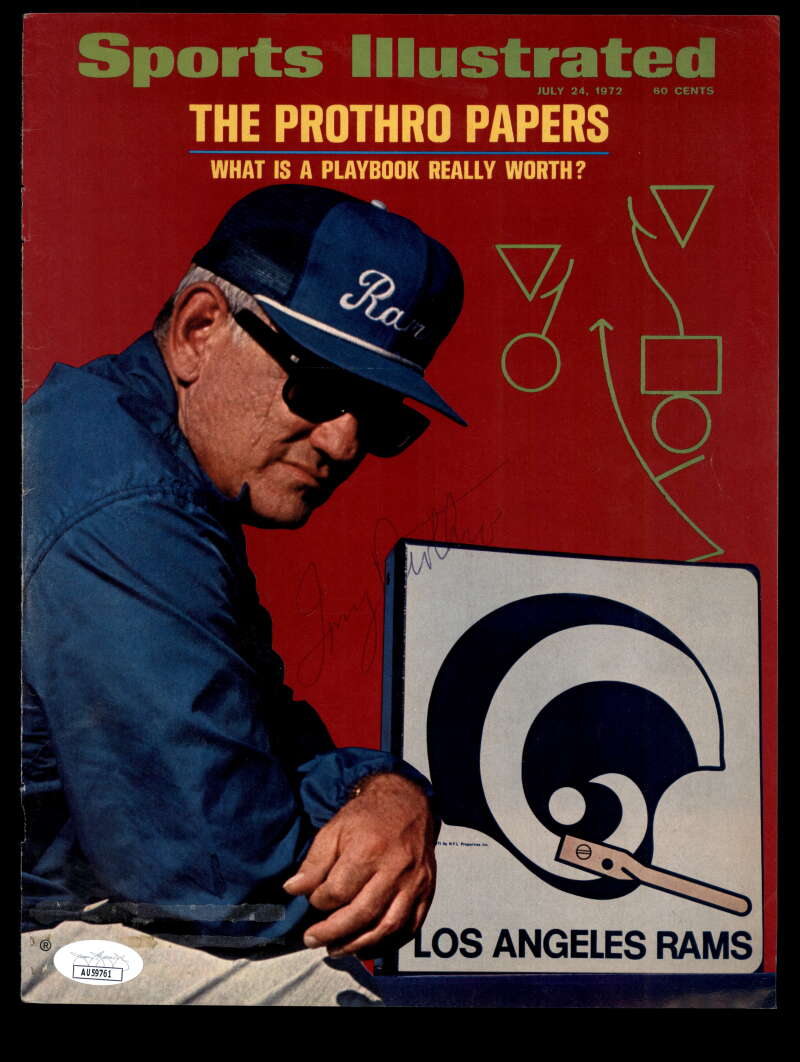Tommy Prothro JSA Autograph Vintage Signed 1972 SI Cover Rams