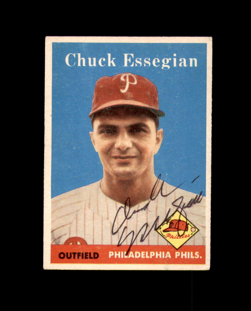 Chuck Essegian Signed 1958 Topps Philadelphia Phillies Autographed
