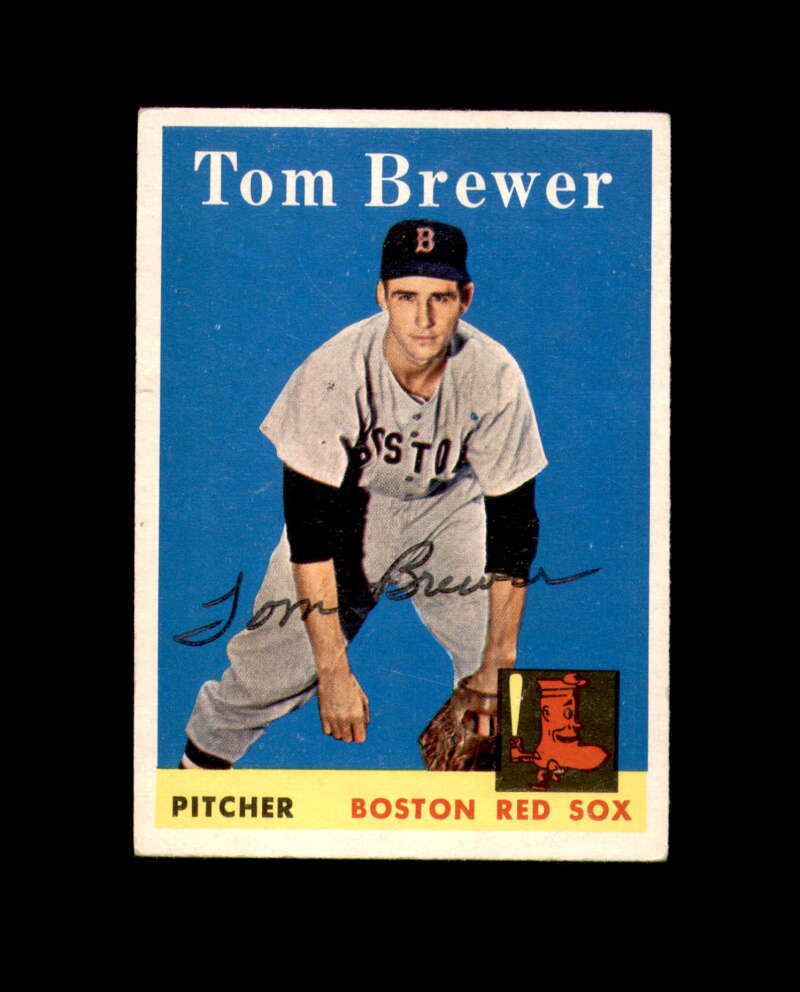 Tom Brewer Signed 1958 Topps Boston Red Sox Autograph