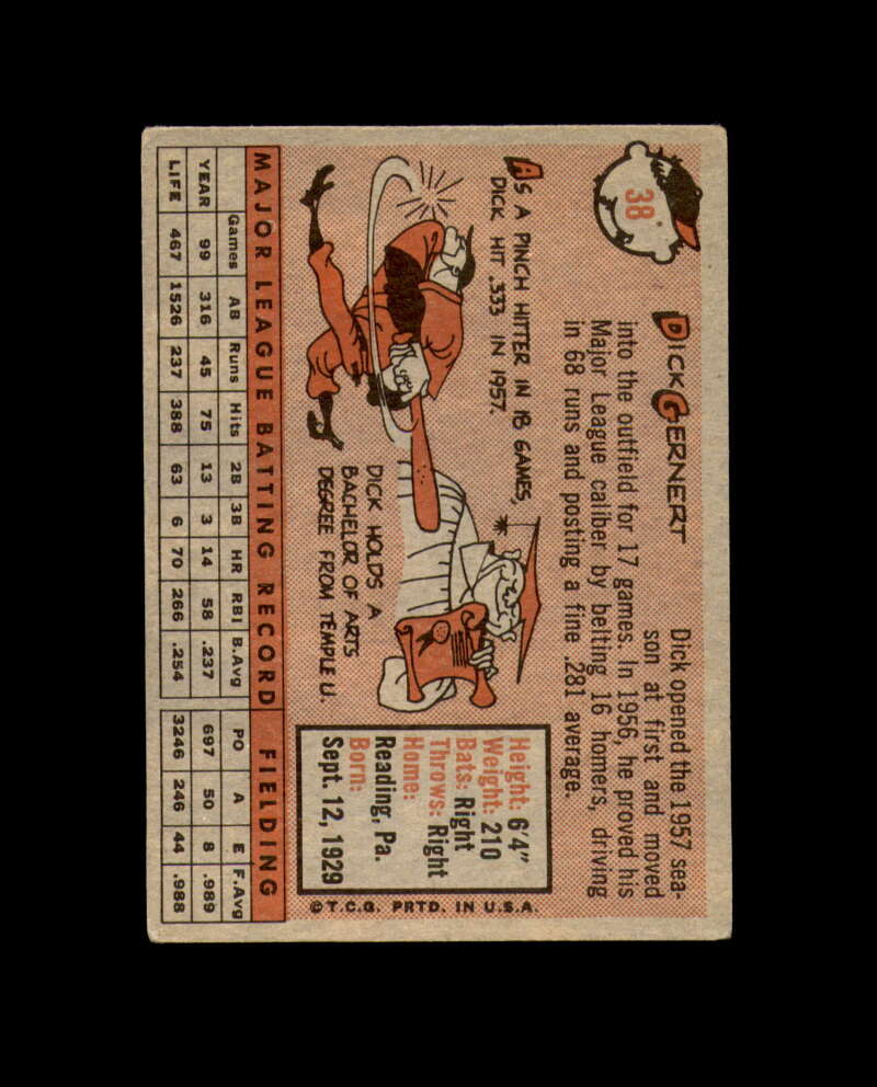 Dick Gernert Signed 1958 Topps Boston Red Sox Autograph