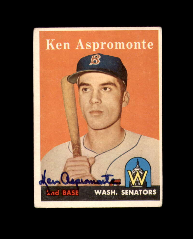 Ken Aspromonte Signed 1958 Topps Washington Senators Autograph