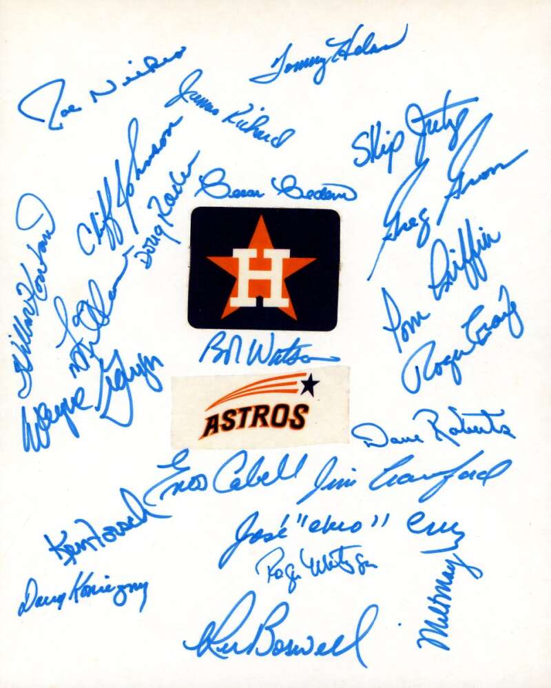 1975 Astros 8x10 Team Sheet Signed By 23 Joe Niekro Cedeno Cruz Forsch