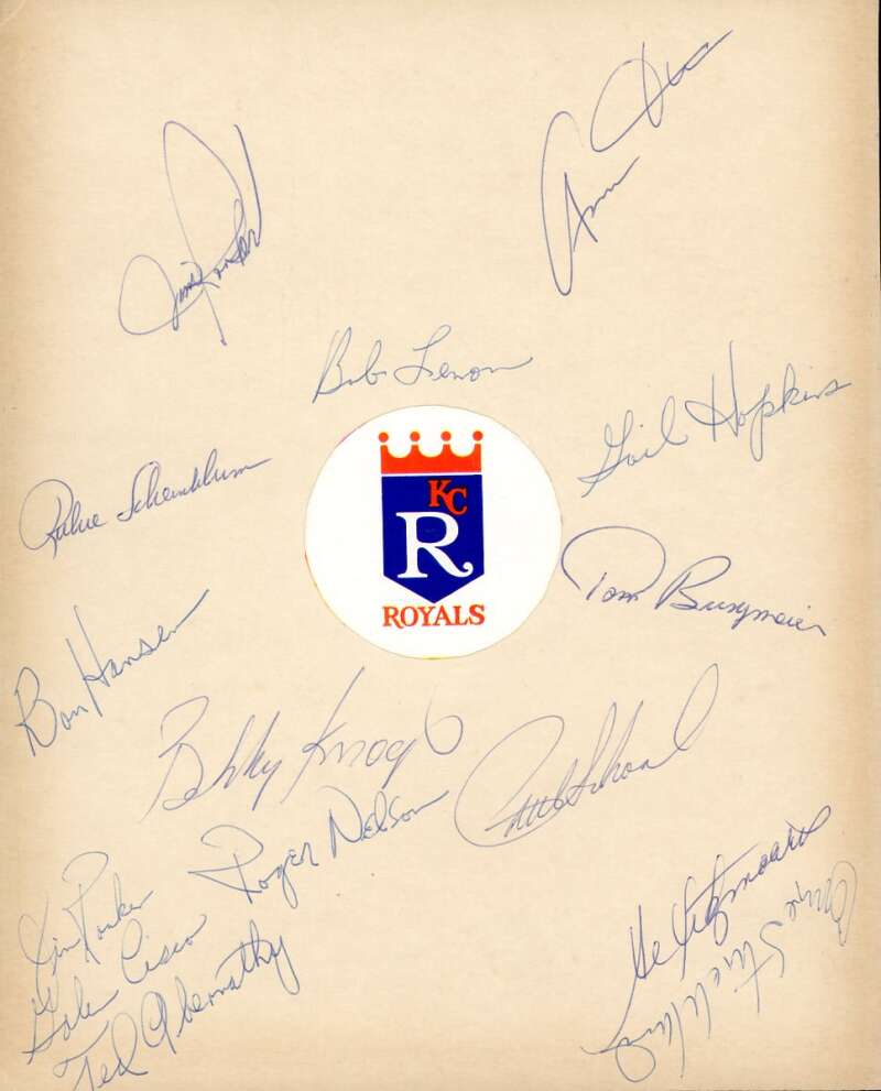 1972 Royals 8x10 Team Sheet Signed By 15 Lemon Abernathy Schaal Strickland