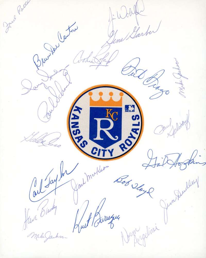 1973 Royals 8x10 Team Sheet Signed By 20 Bevacqua Schaal Drago Rojas