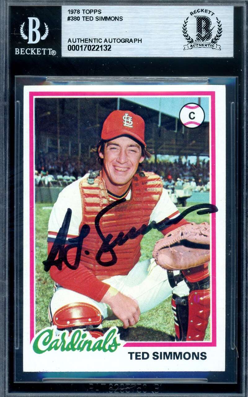 Ted Simmons Beckett BAS Signed 1978 Topps Autograph