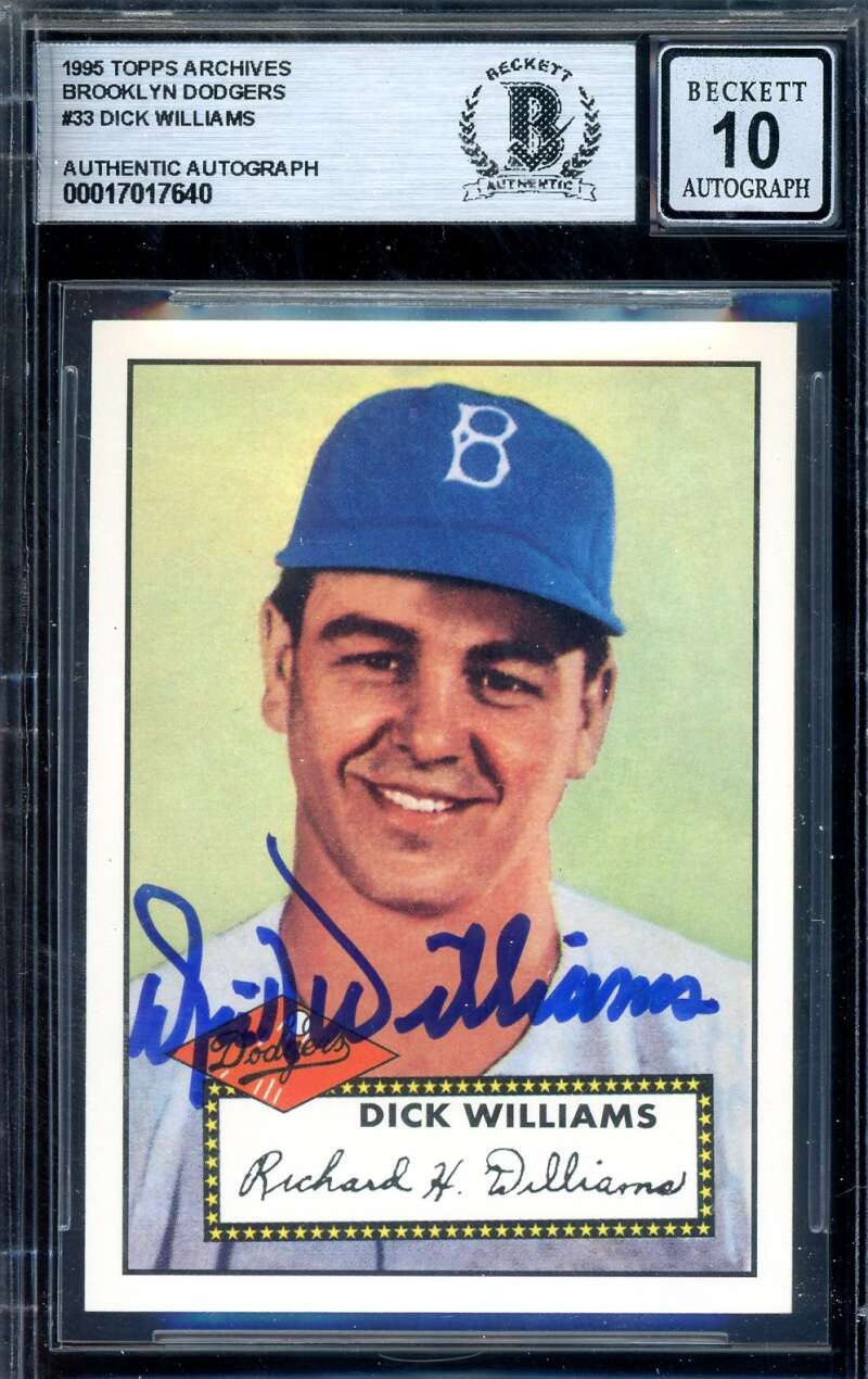 Dick Williams Gem Mint 10 Beckett BAS Signed 1995 Topps Archives 1952 Autograph