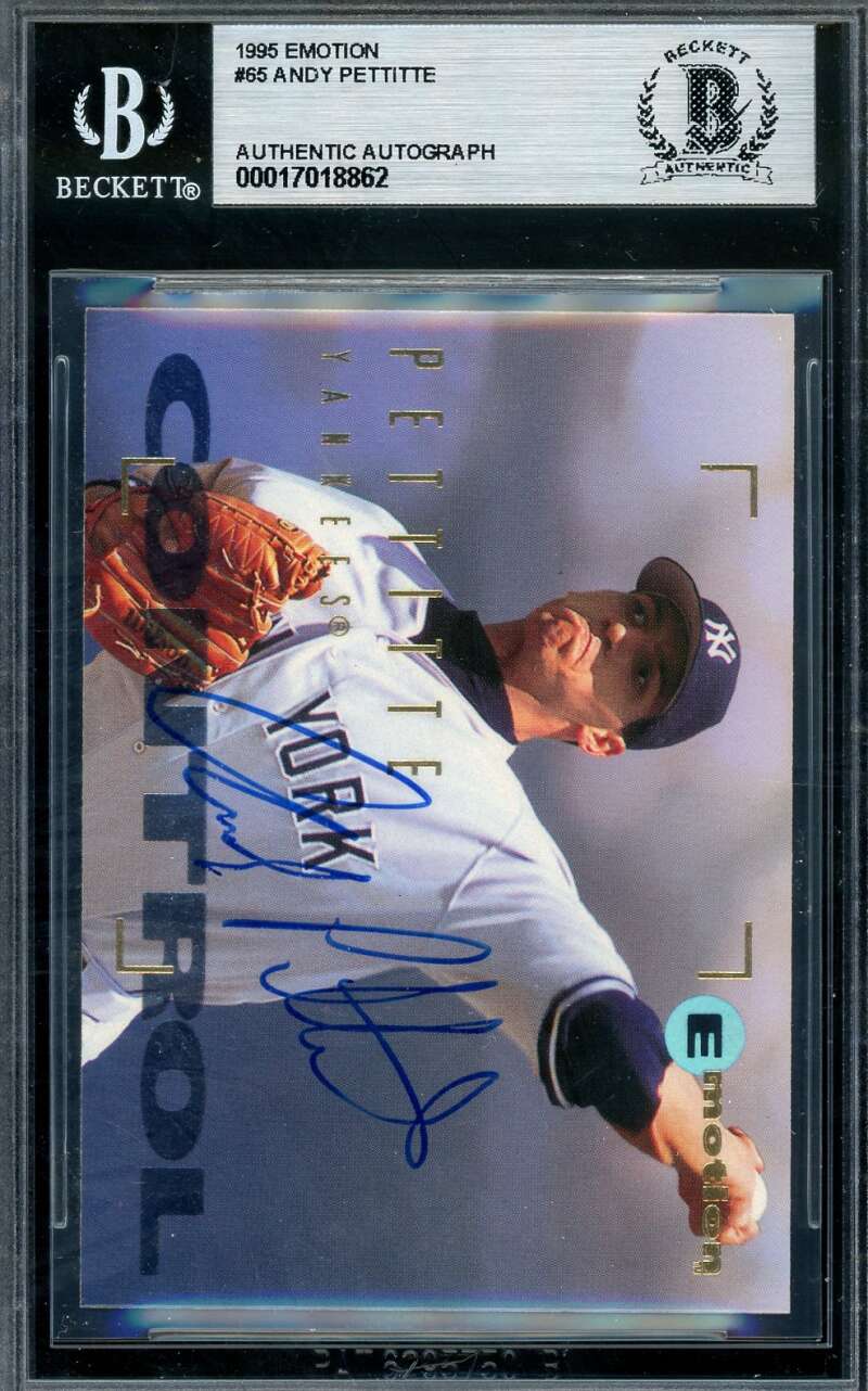 Andy Pettitte Beckett BAS Signed 1995 Emotion Autograph