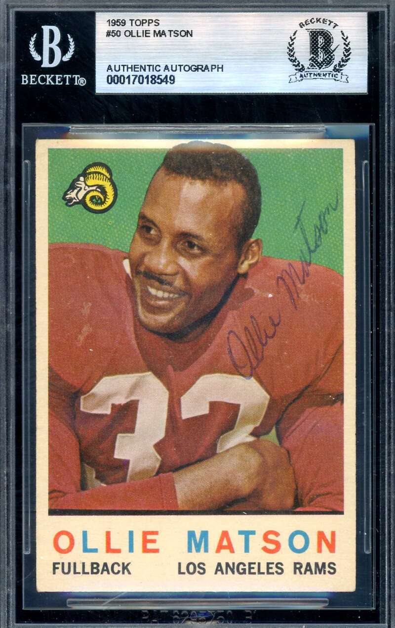 Ollie Matson Beckett BAS Vintage Signed 1959 Topps Autograph