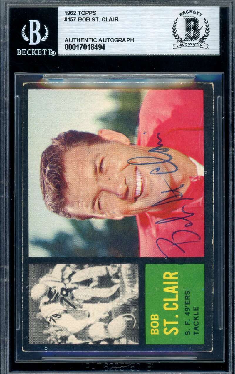 Bob St. Clair Beckett BAS Signed 1962 Topps Autograph