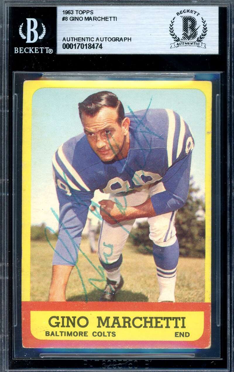 Gino Marchetti Beckett BAS Signed 1963 Topps Autograph