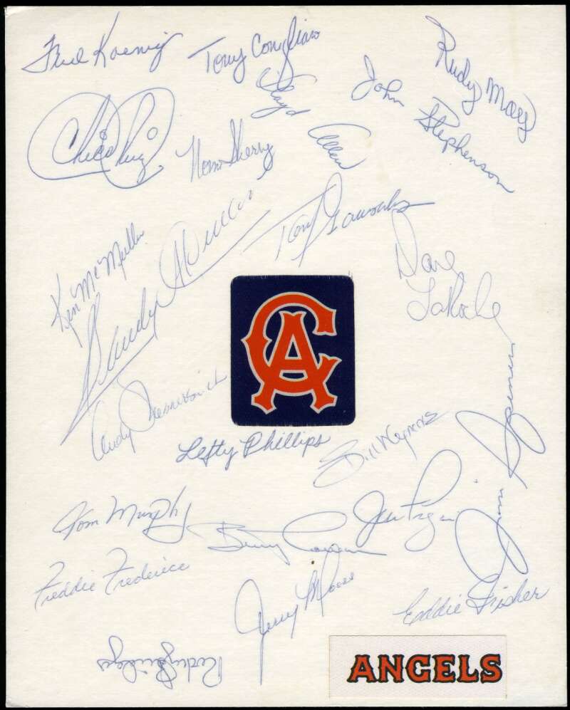 1971 Angels Team Sheet Signed by 22 JSA Loa Sandy Alomar Jim Fregosi Tony Conigliaro