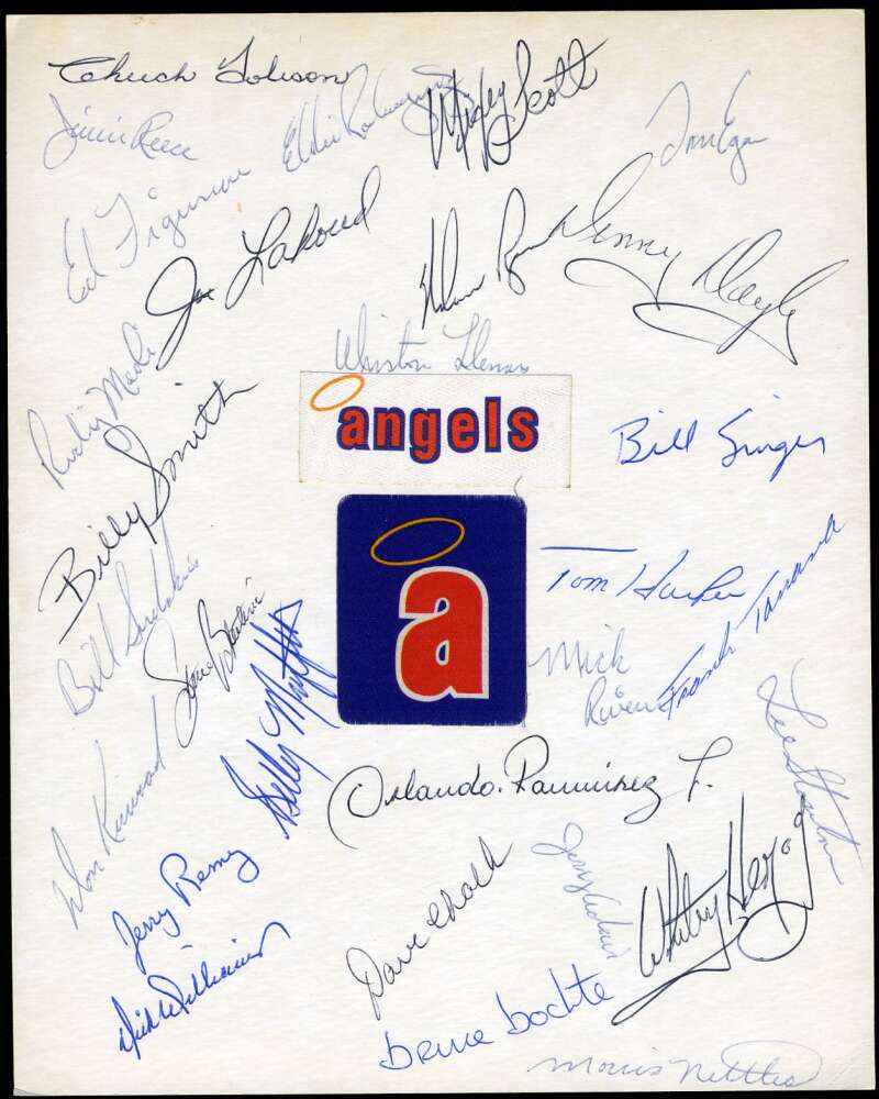 1975 Angels Team Sheet Signed by 29 JSA Loa Nolan Ryan Whitey Herzog Dick Williams