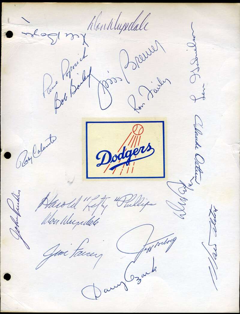 1968 Dodgers Team Sheet Signed by 17 JSA Loa Don Drysdale Walt Alston Ken Boyer