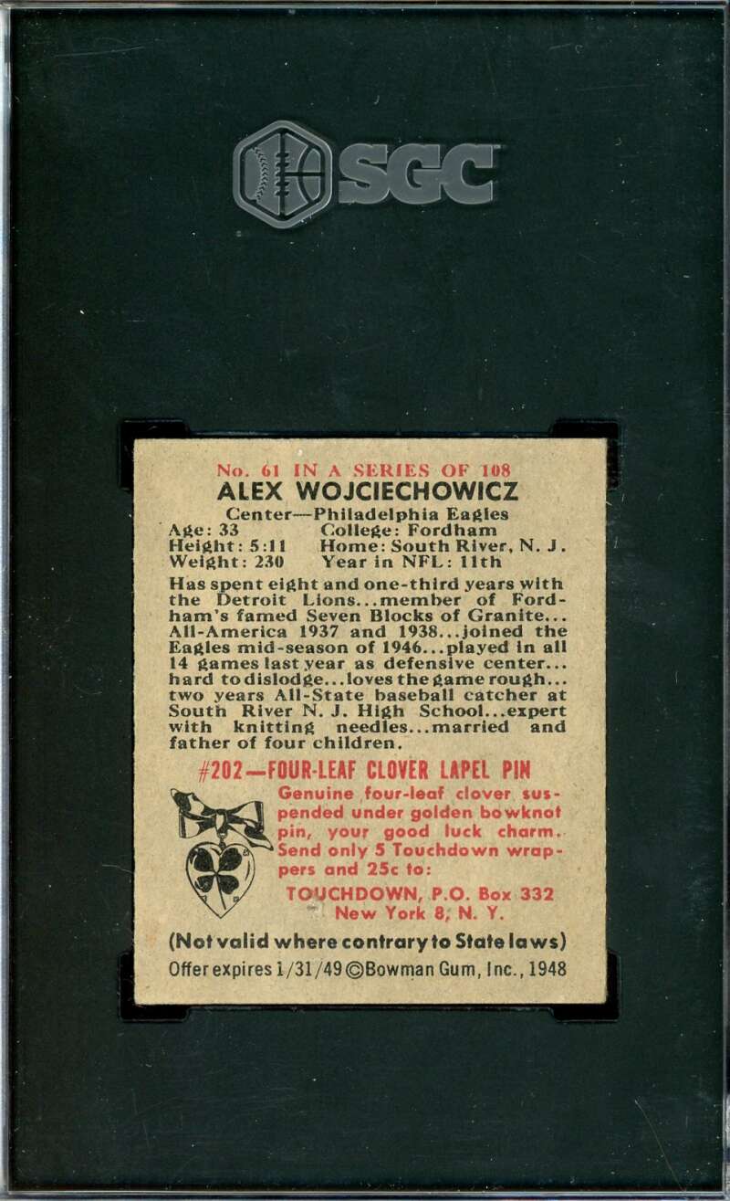 Alex Wojciechowicz SGC EX 5 1948 Bowman