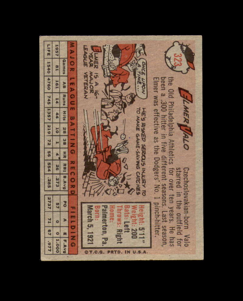 Elmer Valo Signed 1958 Topps Original Los Angeles Dodgers Autograph
