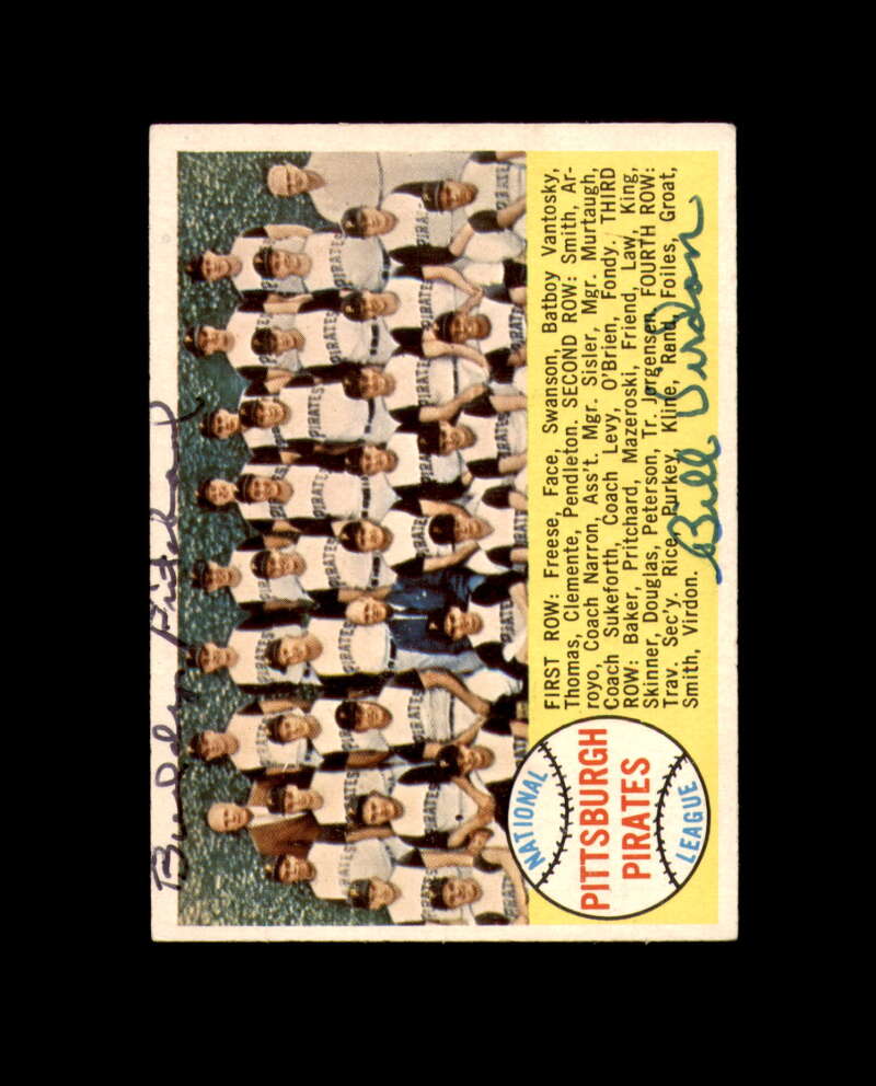 Buddy Pritchard Bill Virdon Signed 1958 Topps Team Pittsburgh Pirates