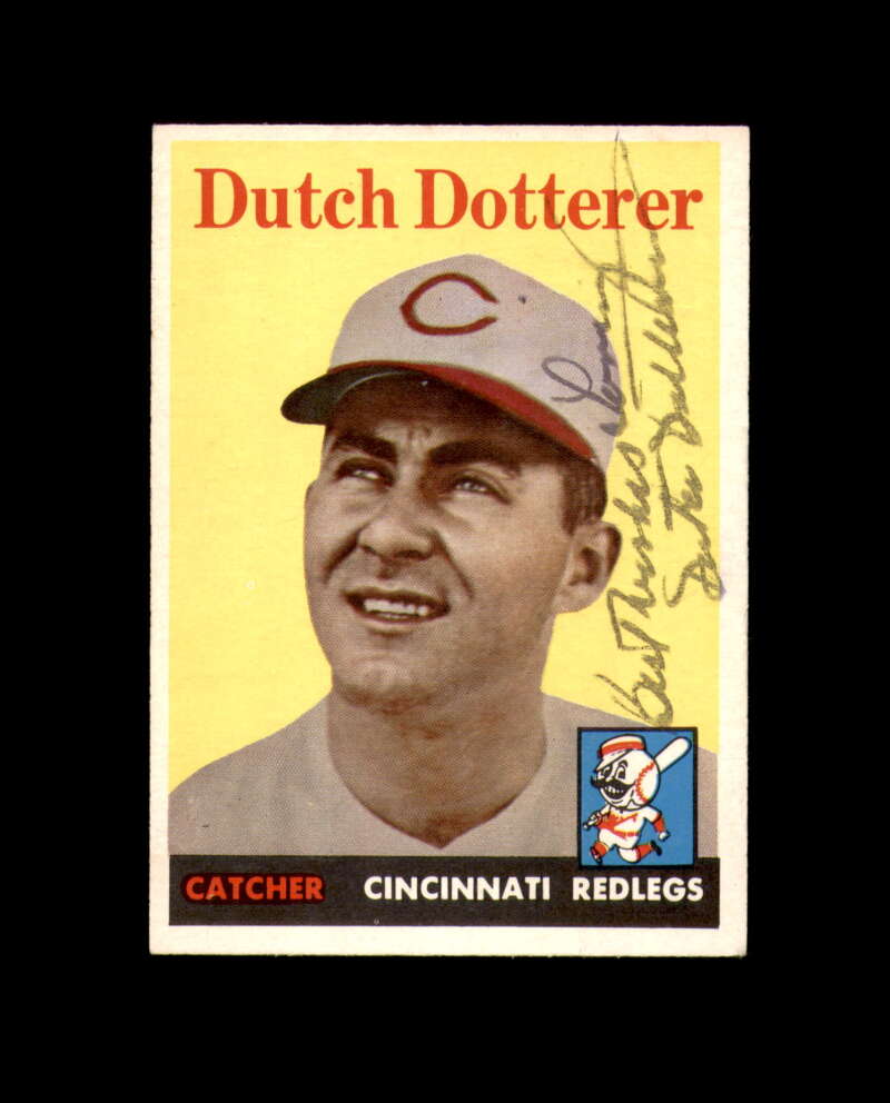 Dutch Dotterer Signed 1958 Topps Cincinnati Reds Original Autograph