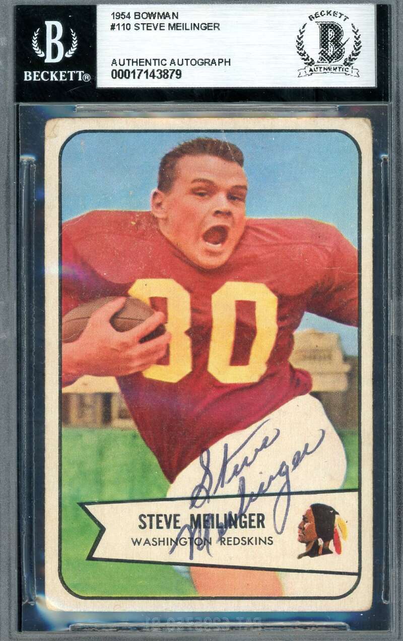 Steve Meilinger Beckett BAS Signed 1954 Bowman Autograph