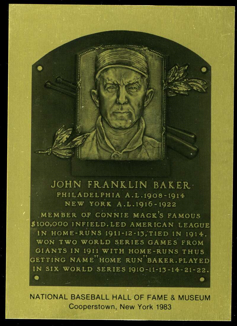 Home Run Baker Rare 1981-89 Hall of Fame Plaque Metallic Card New York Giants
