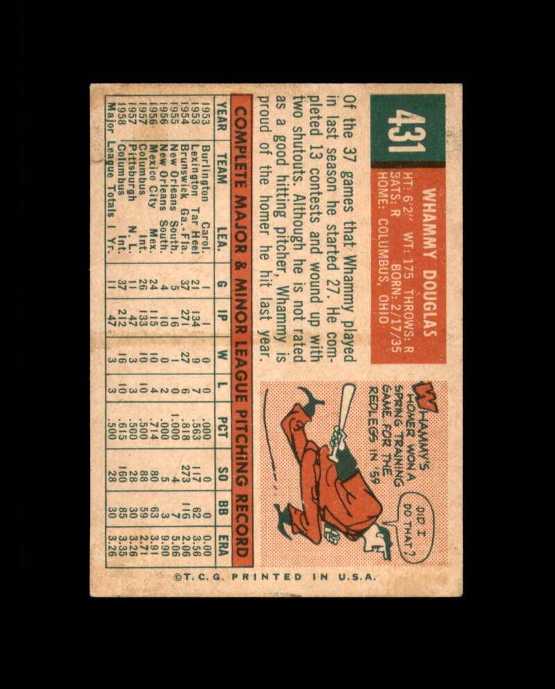 Whammy Douglas Signed 1959 Topps Cincinnati Reds Autograph