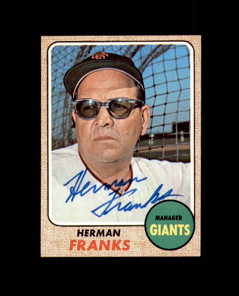 Herman Franks Signed 1968 Topps San Francisco Giants Autograph