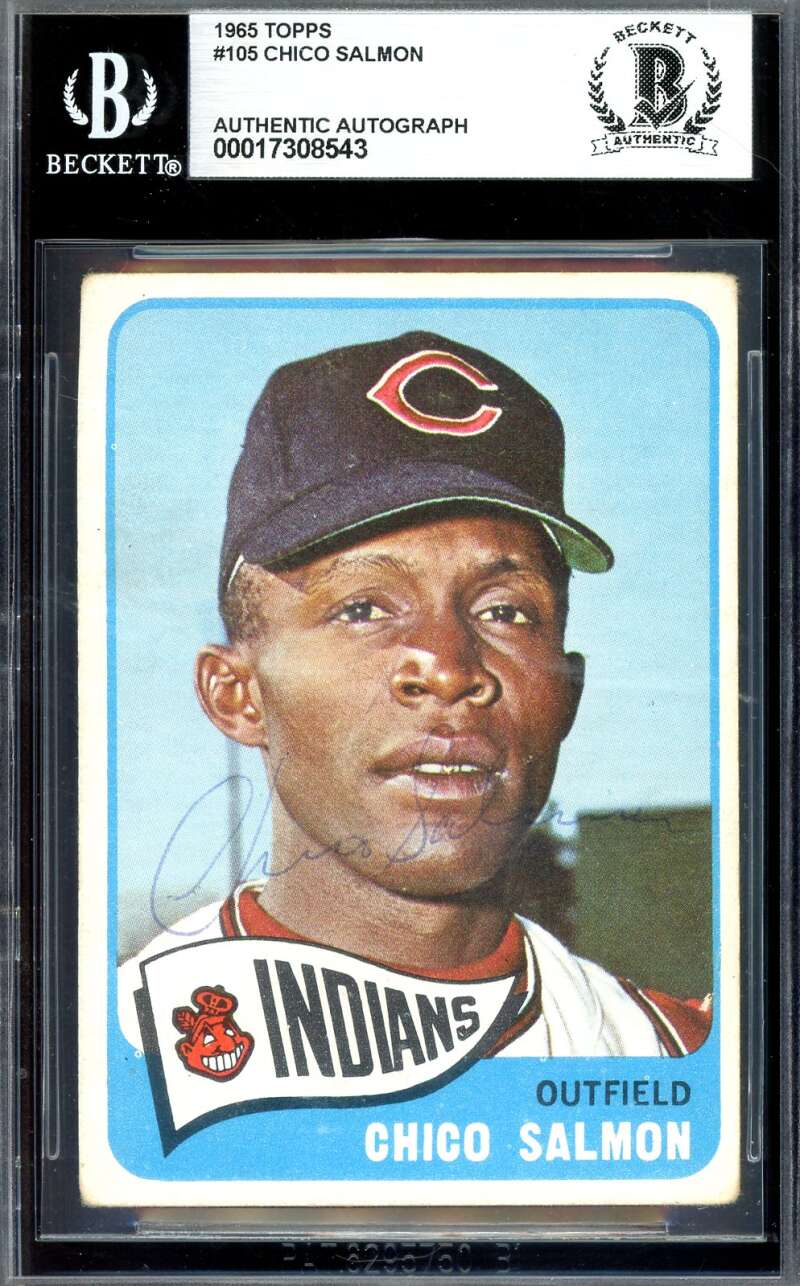 Chico Salmon Beckett BAS Signed 1965 Topps Autograph