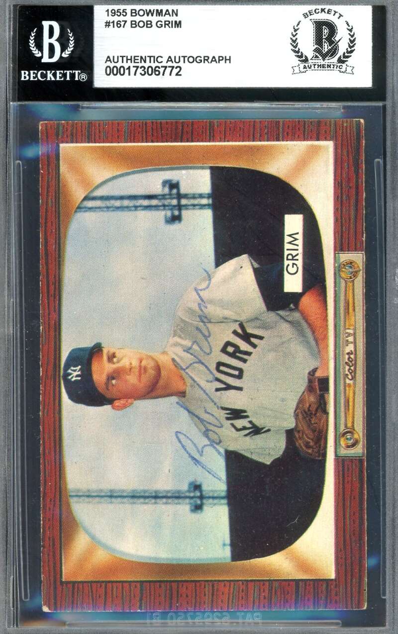 Bob Grim Beckett BAS Signed 1955 Bowman Autograph